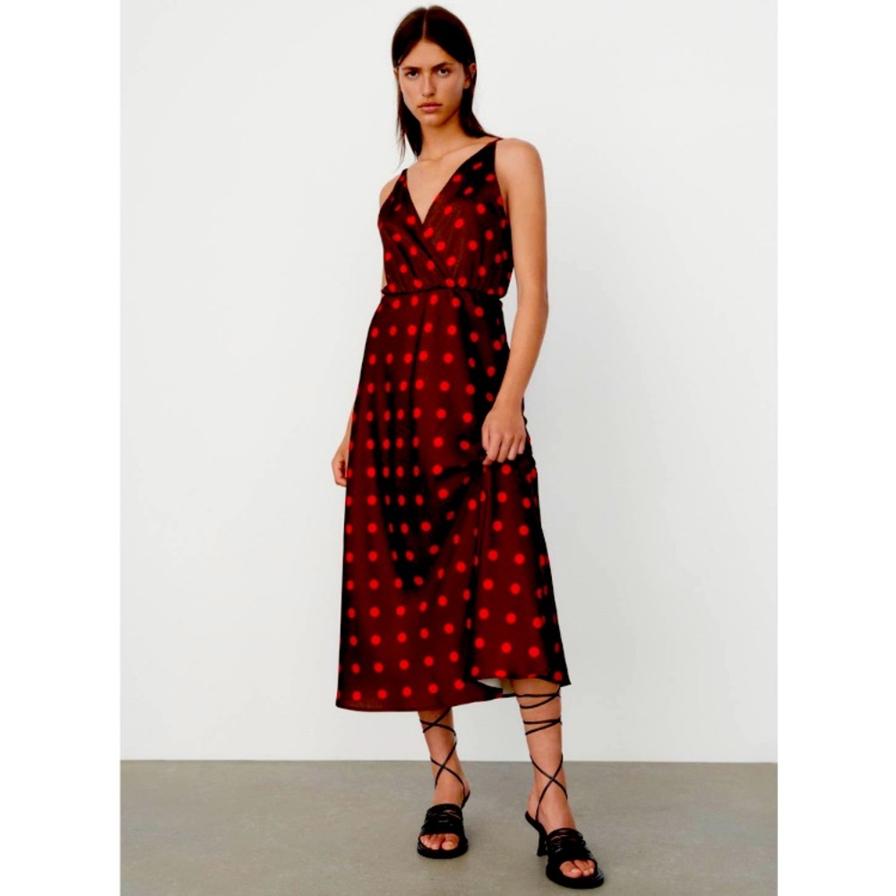 Zara NWT polka dot slip dress Sz M